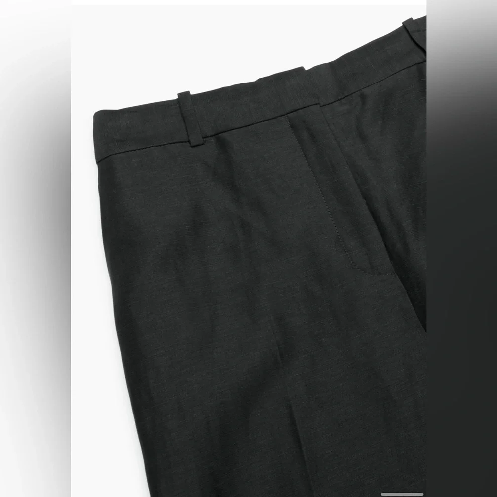 NWT Aritzia Babaton Agency Linen Pant Black Size 8 High-waisted straight leg